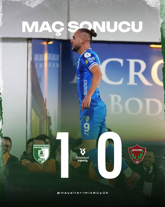 Sipay Bodrum FK 1-0 Hatayspor: Bodrum FK’dan zorlu galibiyet