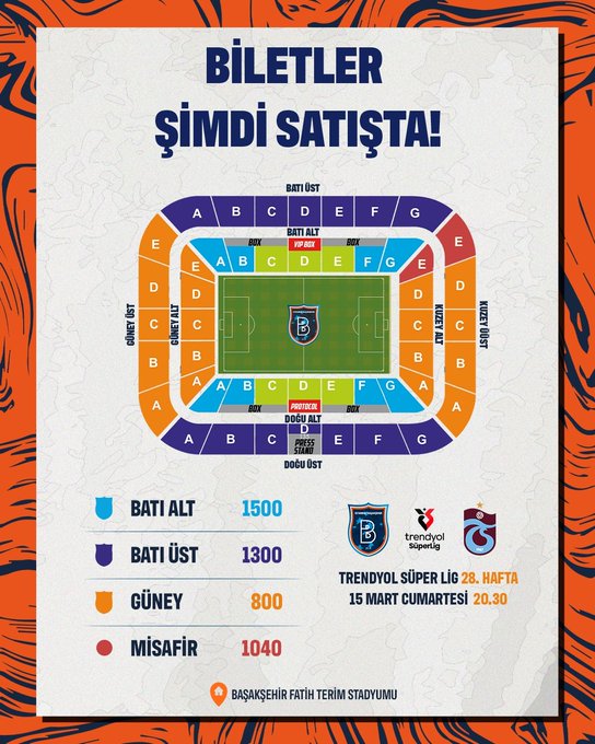 Başakşehir Trabzonspor Maçı Biletleri Satışta