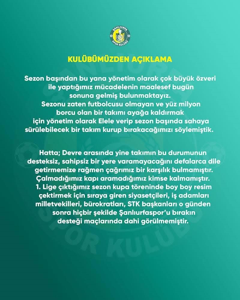 Şanlıurfaspor'da Şok İstifalar