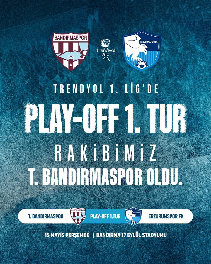 Erzurumspor'un Play-Off 1. Turdaki Rakibi Teksüt Bandırmaspor Oldu!