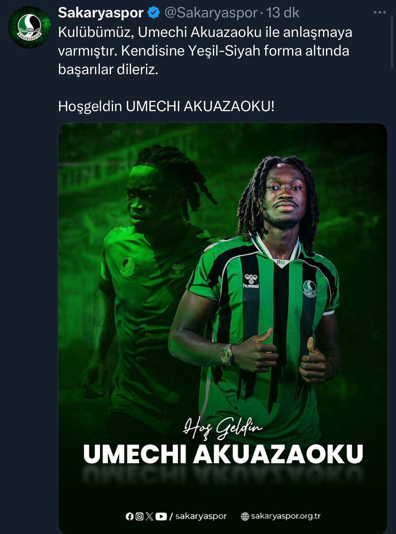 Sakaryaspor, Salih Dursun ve Umechi Akuazaoku’yu kadrosuna kattı