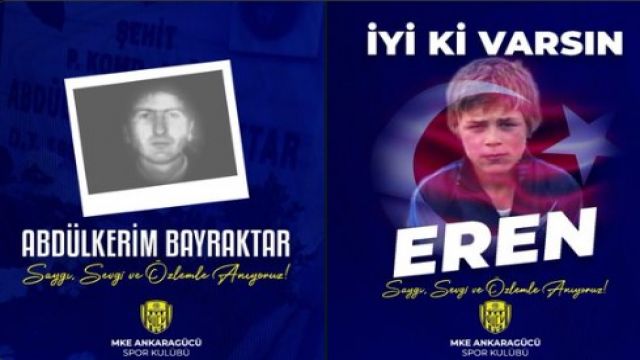Ankaragücü’nden Şehit Abdülkerim Bayraktar ve Eren Bülbül’e Anma Mesajı
