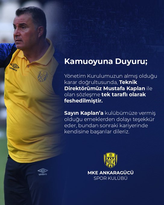 Ankaragücü Mustafa Kaplan Ayrıldı.