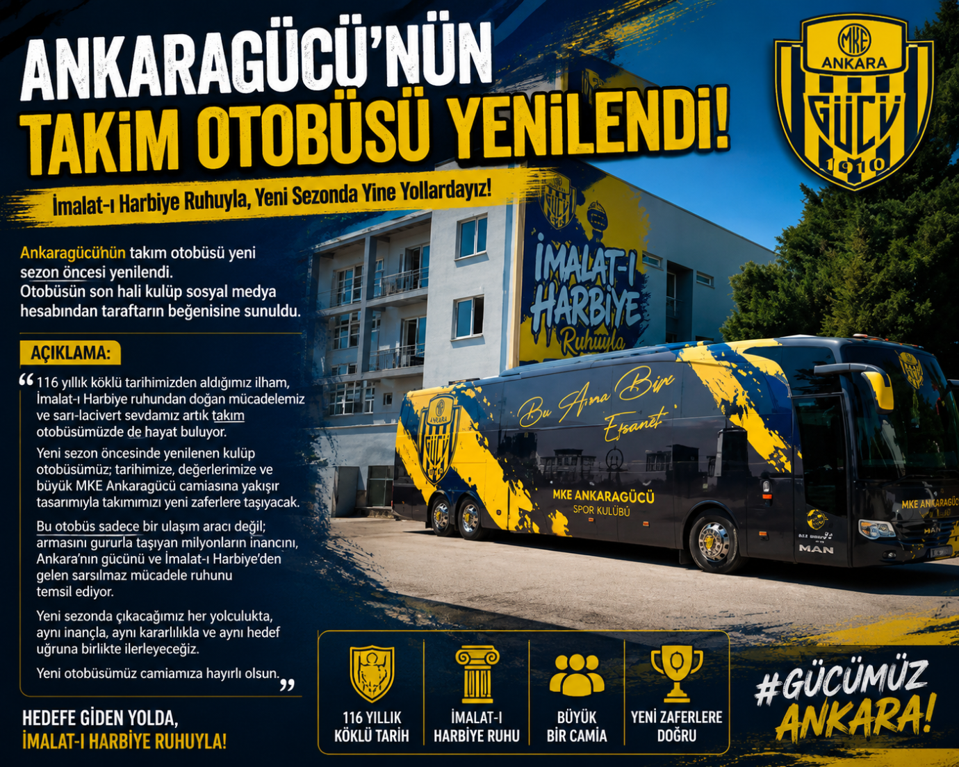 ANKARAGÜCÜ'NÜN YENİ TAKIM OTOBÜSÜ GÖRÜCÜYE ÇIKTI!