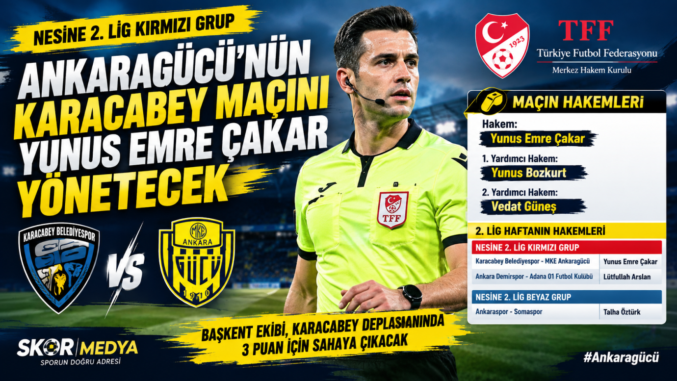 Ankaragücü’nün Karacabey Belediyespor Maçını Yunus Emre Çakar Yönetecek